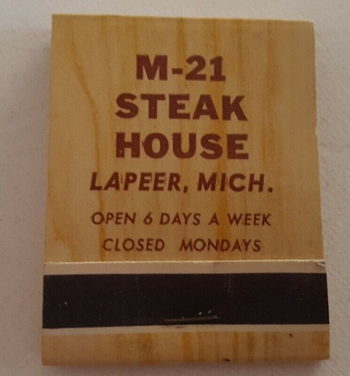 M-21 Steak House (Hitch N Post Bar & Grill) - Matchbook